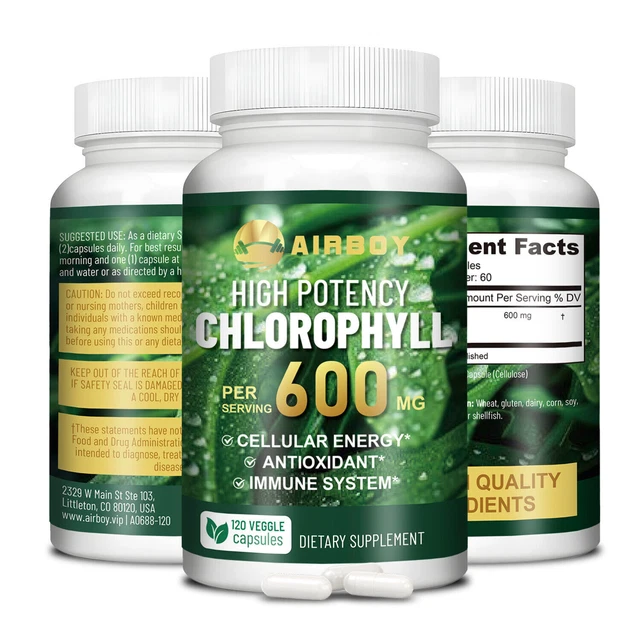 CHLOROPHYLL CAPSULES 600MG Antioxidant, Supplement for Immunity, Skin