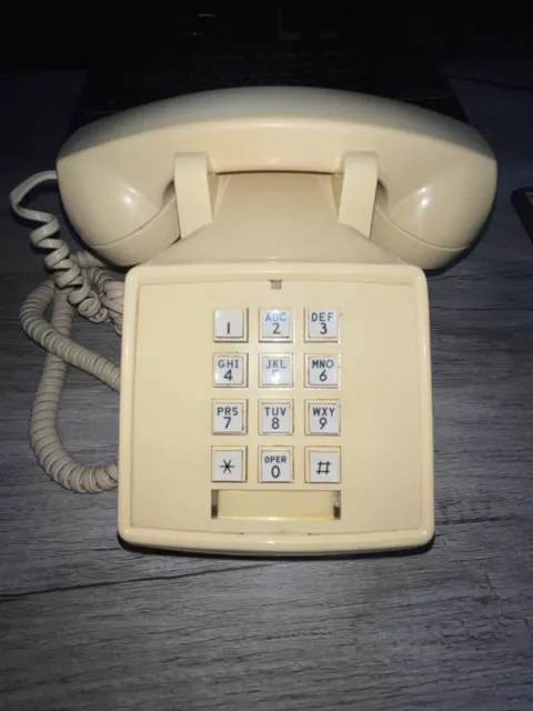 Bell System COMDIAL Touch Tone Beige Desk Top Phone Model 2500 Vintage USA