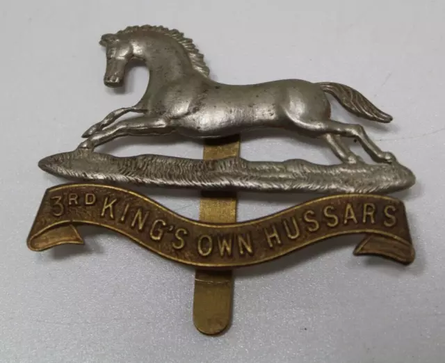 Original British Army 3rd Kings Own Hussars Military Cap Badge