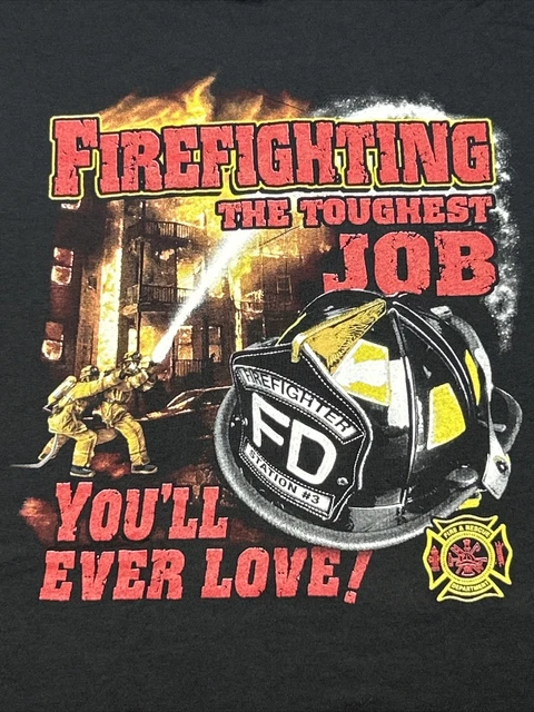 Delta Fire Fighting The Toughest Job T-Shirt Mens XL Graphic Black Double Sided