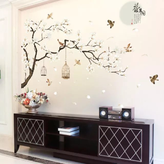 Cherry Blossom Tree Flower Wall Stickers Vinyl Art Decals Living Room Bedroom UK