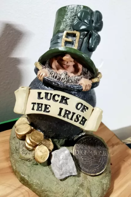 Blarney Stone Luck of Irish Leprechaun 3.5" Declan’s Finnians Shamrock Gold 1995