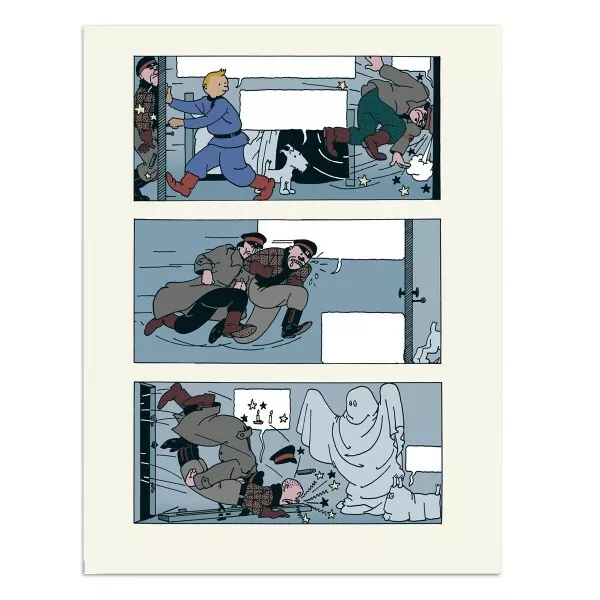 EXCEPTIONNEL Estampe lithographique Tintin au pays des Soviets scène de nuit- 39