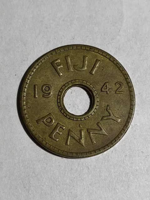 1942 - FIJI - 1 PENNY - KING GEORGE VI - WWII - Nice old coin!