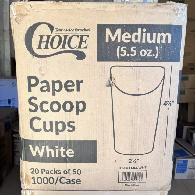 Fry Cup Choice Medium 5.5 oz. White Paper Scoop Cup - 1000/Case