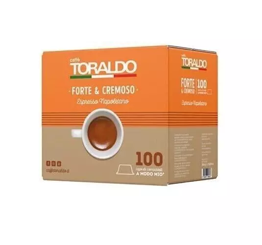 100 Capsule Caffè TORALDO Compatibili Lavazza A Modo Mio FORTE E CREMOSO