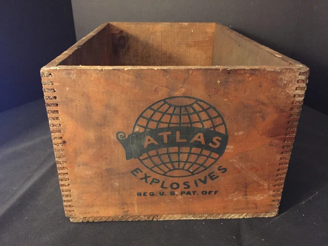 Antique Vintage High Explosive Dynamite Crate Advertising Atlas Powder Co. 2