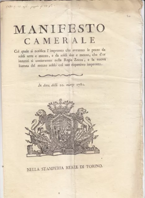 Gg546-Regno Del Piemonte-Monete 1781 Conio Pezze Da 7 Soldi E Mezzo Ecc....