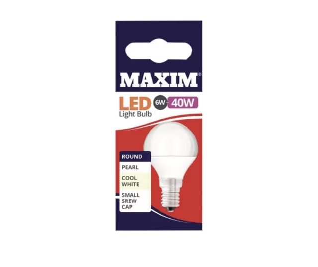 Maxim LED Round SES Cool White Light Bulb 6/40w