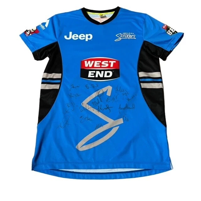 Majestic Adelaide Strikers BBL Men's Short Sleeve Polo Shirt Signed Size L
