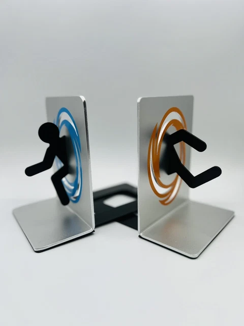 Portal 2 ThinkGeek Rare Video Game Bookends Aluminum Metal Book Ends