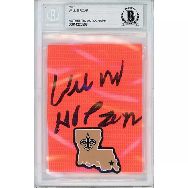 Willie Roaf Signed New Orleans Saints Autograph Football Pylon Beckett Auto Slab