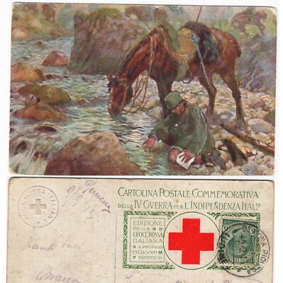 CARTOLINA CROCE ROSSA ITALIANA L'ADIGE VERSO CHIZZOLA T.CASCELLA 