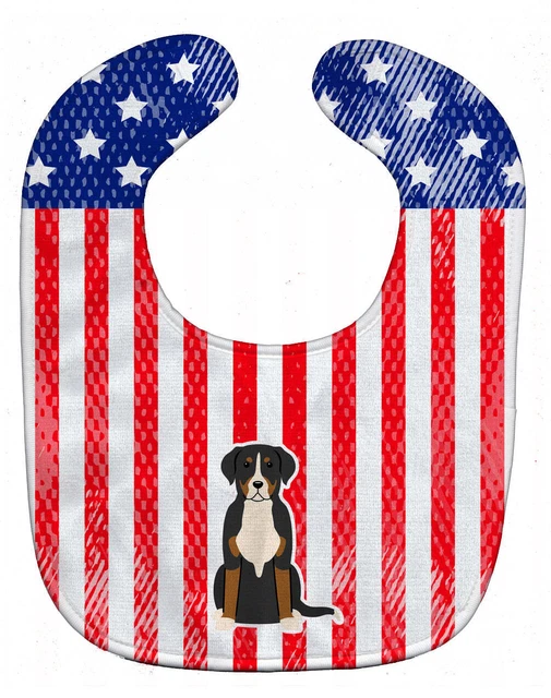 Patriotic USA Greater Swiss Mountain Dog Baby Bib BB3032BIB-S