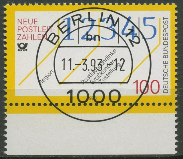 Bund 1993 Neue Postleitzahlen mit Plattenfehler 1659 f 3 gestempelt