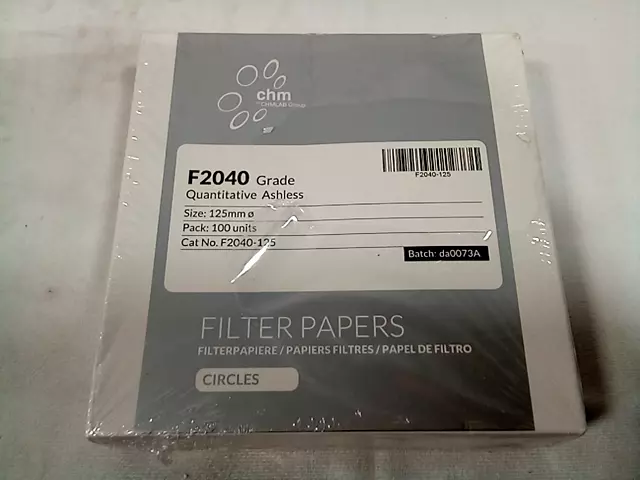 Chm F2040 Filter Papers Quantitative Ashless, 100 Units/Pack 125mm