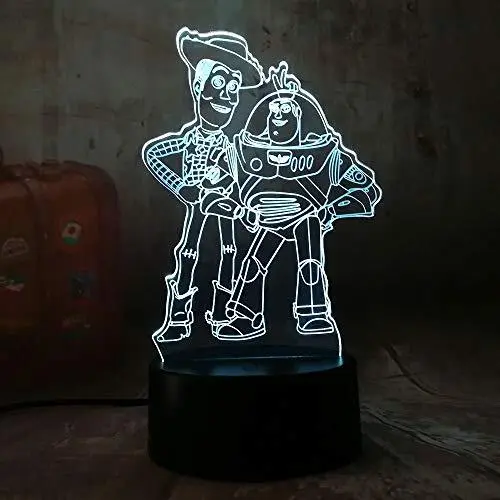 Cute Buzz Lightyear Woody 3D LED RGB Night Light 7 Color Change Desk Lamp USB