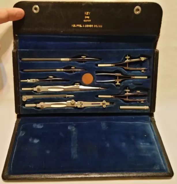 Keuffel & Esser Co NY KEY No. N896 Vintage Quality Drafting Tools in Case