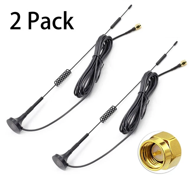 4G Antenna 2pcs 3 Metri 7dBi Nero Carbonio Acciaio + ABS Con Base Magnetica