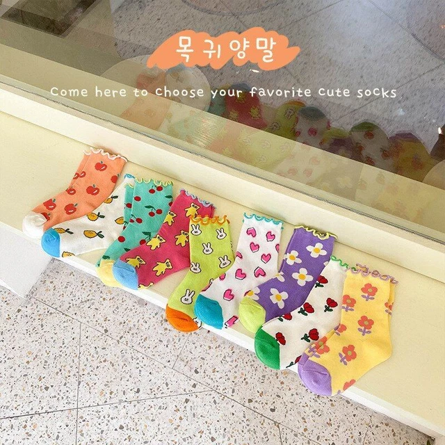 Children Flower Socks 3 Pairs Spring Autumn Kids Sock Cartoon Boy Girl Foot Wear