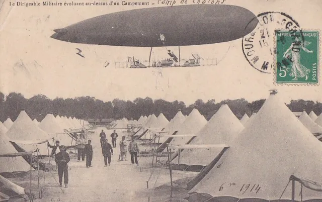 CPA 51 Marne CAMP DE CHALONS Airlineable Moving on the Camp 1914