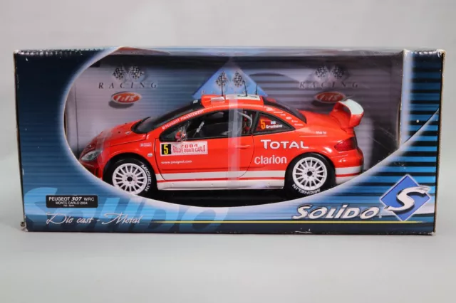 LJ633 SOLIDO 9044 1/18 Voiture Peugeot 307 WRC Rallye Monte Carlo 2004 5 rouge