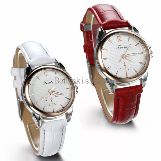 Leather Band Round Quartz Analog Elegant Classic Casual Ladies Wrist Watch New