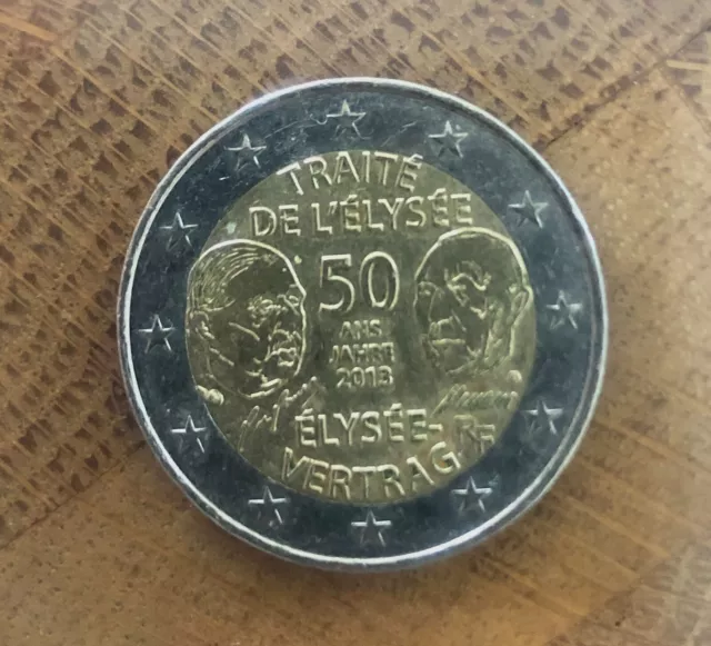 Pièce Monnaie 2 Euros Commémorative France Traité De L’Elysée 2013 De Gaulle