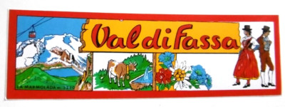 Adige Souvenir-Aufkleber Val La Fassa Dolomiti Alto Adige Italia Tracht 80er Oldtimer 