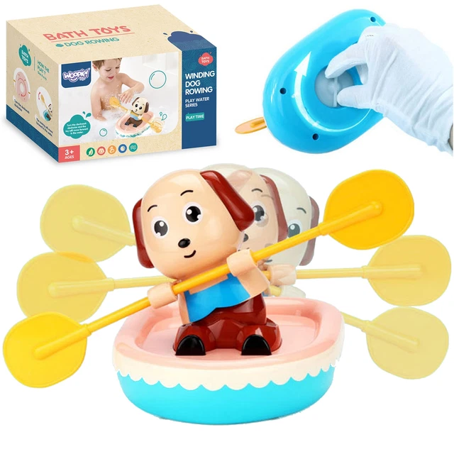 WOOPIE Bath Toy Wind-Up Rowing Dog Pontoon