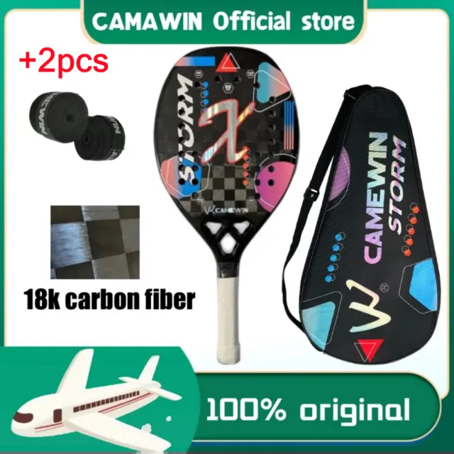 2023 original camewin 18k super soft eva carbon fiber beach tennis racket w/ bag