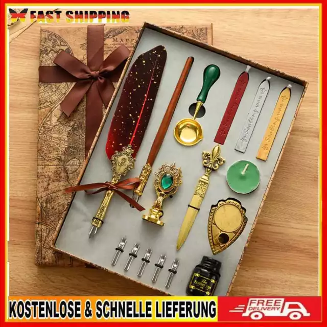 Exquisite Dip Pen Set Stationery Wax Seal Stamp Kit Crafts Gifts for Student DIY