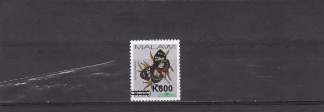 Malawi black overprint mnh stamp Butterflies K600 on K110 2018