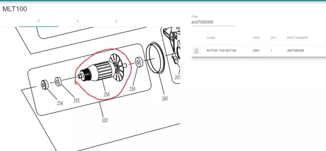 Genuine Makita Armature Ass'y 110v JM27000308 For Circular Saw MLT100