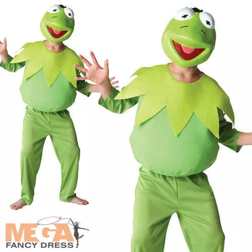 Deluxe Kermit The Frog The Muppets Boys Kids Fancy Dress Kids Costume + Mask