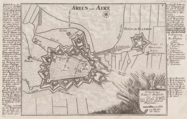 Aire Pas-De-Calais Original Kupferstich Bodenehr 1720