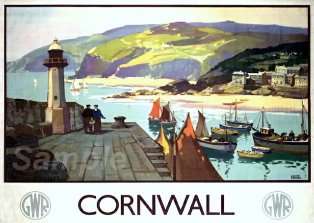 Vintage Cornwall Great Western Railway Gwr Travel A4 Poster Print