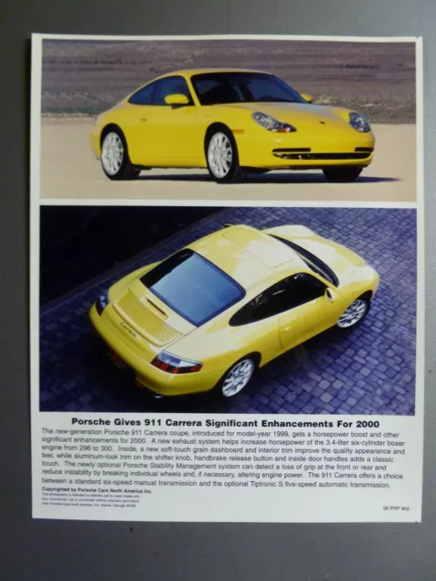 2000 Porsche 911 Carrera Coupe B&W Press PCNA Issued Photo RARE!! Awesome L@@K