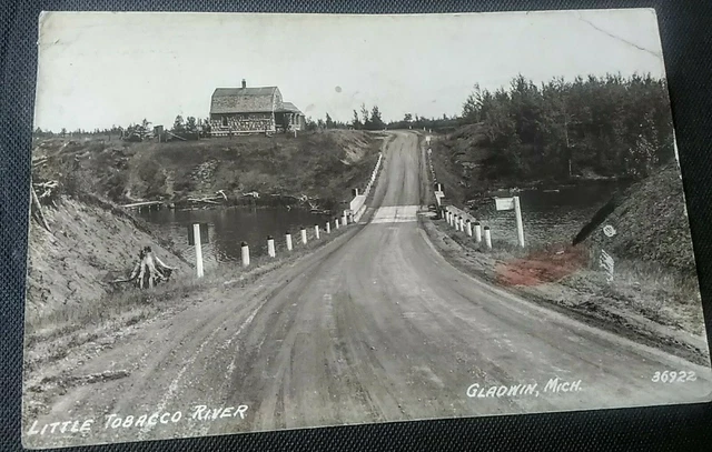 Postcard GLADWIN MI Michigan Real Photo RPPC LITTLE TOBACCO RIVER