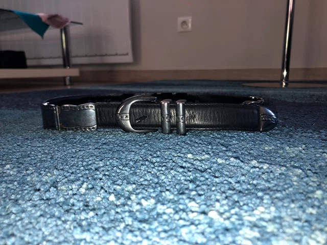Ceinture Cuir Vernis Bleu Marine SEPCOEUR | Taille 75 Cm | Occasion Excellent État