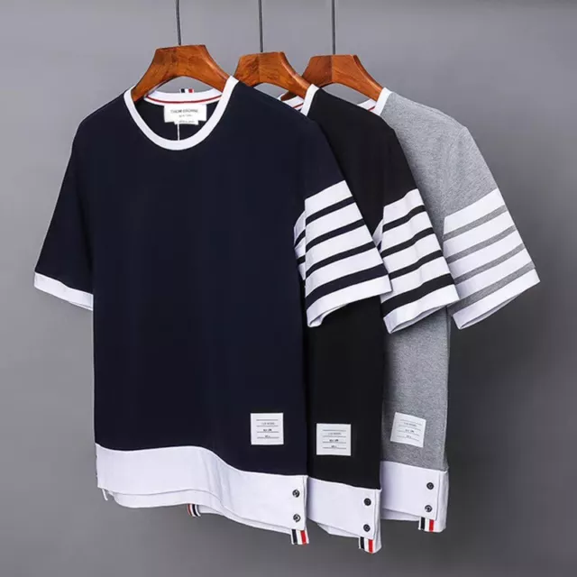 Thom Browne Men women crew neck 4 bars Short Sleeves T-Shirt Top shirt