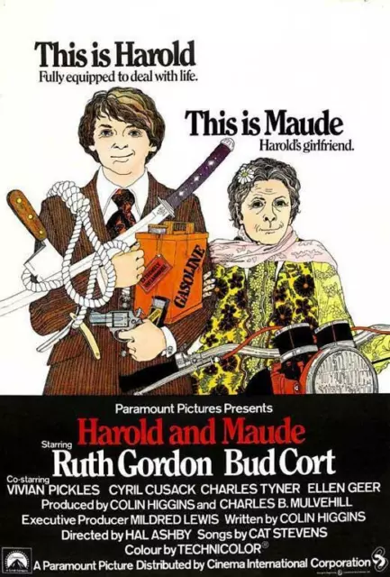 HAROLD AND MAUDE Movie POSTER 11 x 17 Ruth Gordon, Bud Cort, Cyril Cusack, UKA