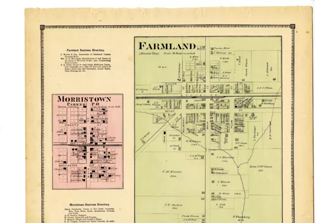 1874 Map of Farmland and Morristown, Indiana, from Atlas of Randolph County