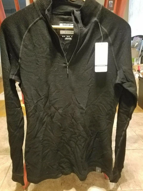 NWT! Women's Extreme Mountain Warehouse Black L/S 1/4 Zip Merino Baselayer Sz 8