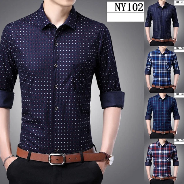 Camicia da Uomo Top Plaid Poliestere T Shirt Western Camicia con Bottoni