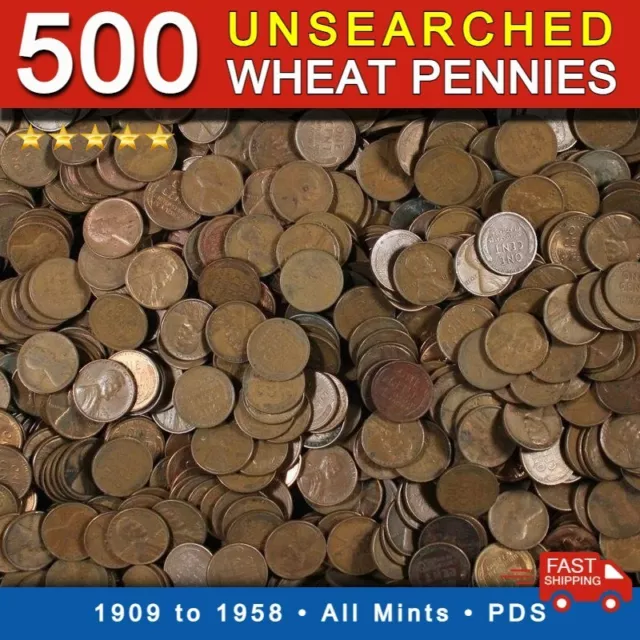 500 Unsearched Wheat Pennies Mixed Lot Of Lincoln Cent