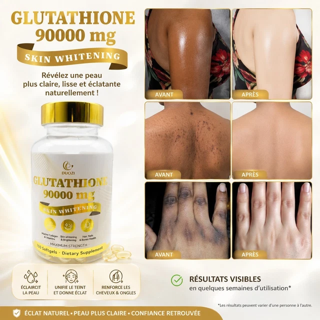 glutathion avant après ELLIE METISS Super éclaircissant 21000 Mg Teint Lumineux Sans Tâche EUR 95,00 Liposomal Transzyme 4 ounce