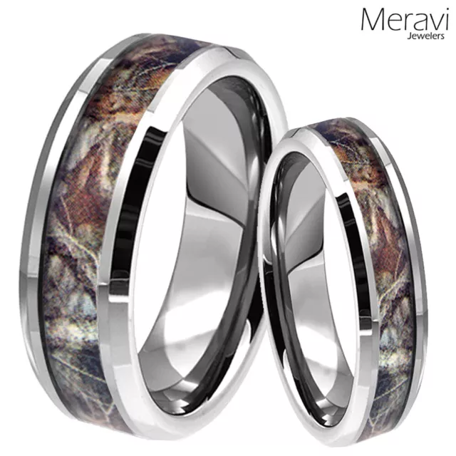 Tungsten Brown Oak Real Forest Camo Ring 8mm Mens Womens Mossy Tree Wedding Band