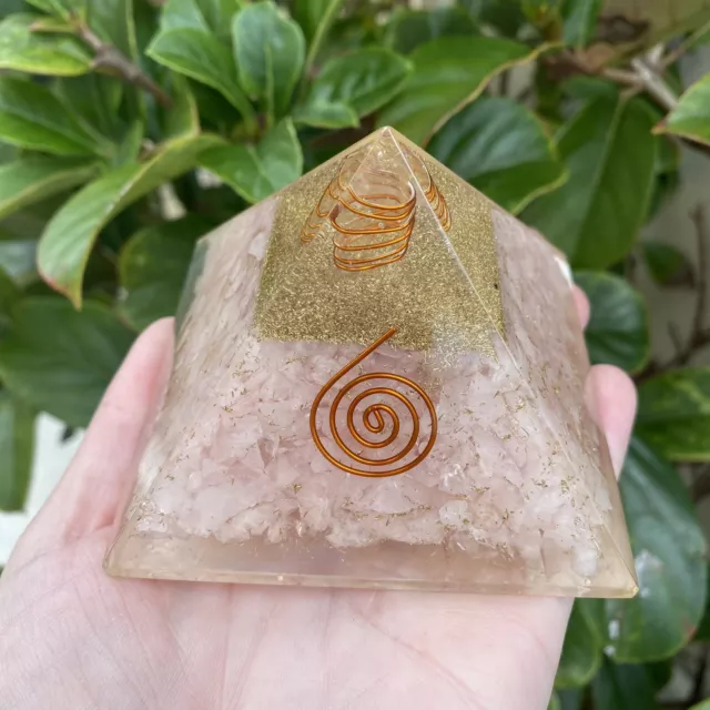 Large Orgonite Pyramid with Quartz Generator "Rose Quartz" Hand Made