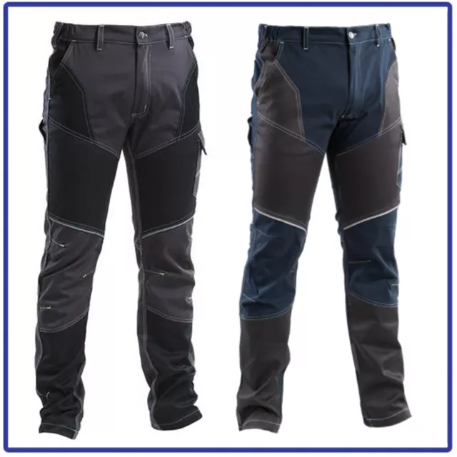 pantaloni da lavoro Uomo Multitasche Cargo Neri Slim Fit elasticizzati invernali 3